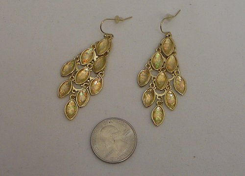 Womens Fashion Drop Dangle Earrings Gold Rhinestones HAPPY GIRLS French Hooks