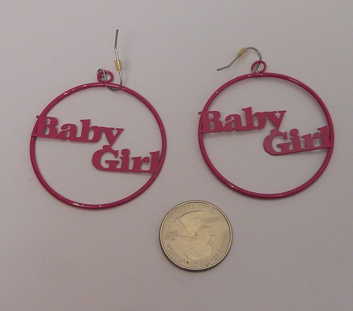 Women Fashion Drop Dangle Hoop Earrings Baby Girl Metal Pink Tones Hook Fastener