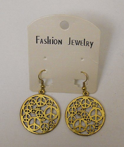 Women Fashion Drop Dangle Earrings Gold Tones Multi Peace Signs FASHION JEWELRY