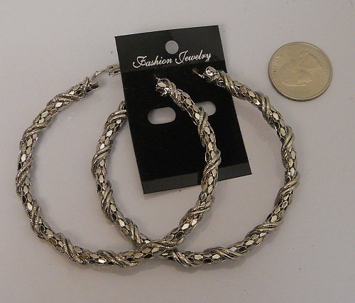 Women Large Hoop Earrings Fashion Twisted Silver Tones Leverback FASHION JEWELRY