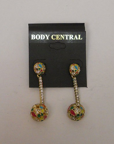 Women Fashion Drop Dangle Earrings Multi Color Rhinestones BODY CENTRAL Push Bac