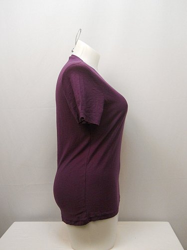 SIZE M Women Knit Top KENNETH COLE REACTION Solid Purple V-Neck Short Sleeves