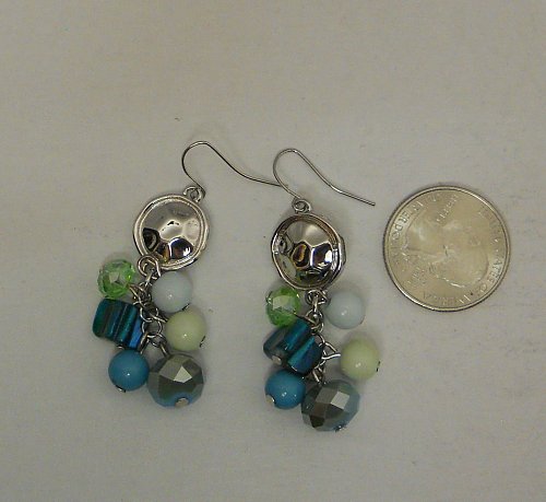 Women Earrings Silver Turquoise Beads Fashion Drop Dangle HERGO COLLECTION Hook