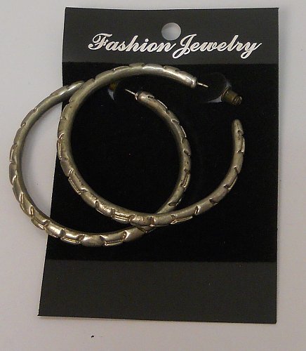 Women Hoop Earrings Fashion Silver Tones Push Back Fasteners FASHION JEWELRY