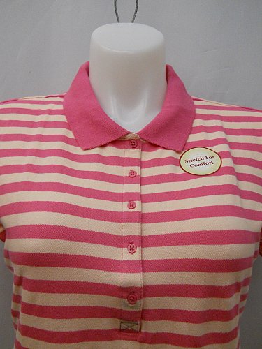 Womens Polo Shirt Size 20 FADED GLORY Striped Pink Short Sleeves Activewear