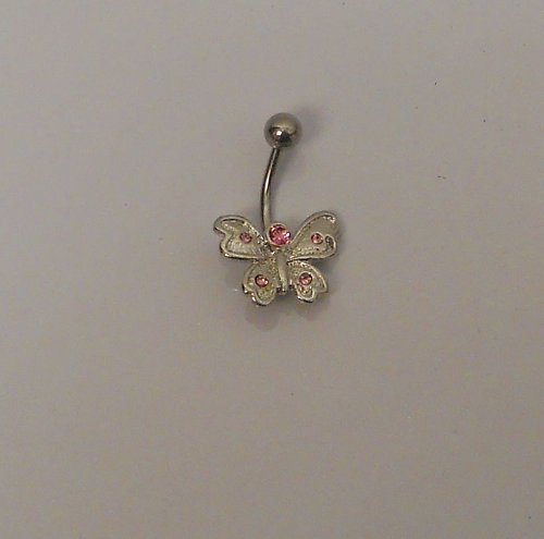 Women Belly Body Ring Fashion Butterfly Silver Pink Rhinestones FASHION JEWELRY