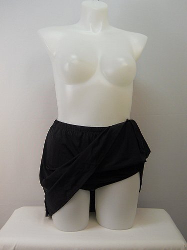 PLUS SIZE 24 Women Swim Skirt SWIM365 Solid Black Attached Brief Stretch Fabric