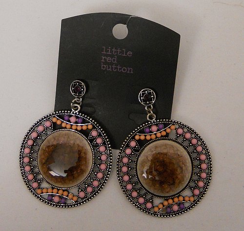Womens Earrings Circles Rhinestone Beads Fashion Drop Dangle LITTLE RED BUTTON