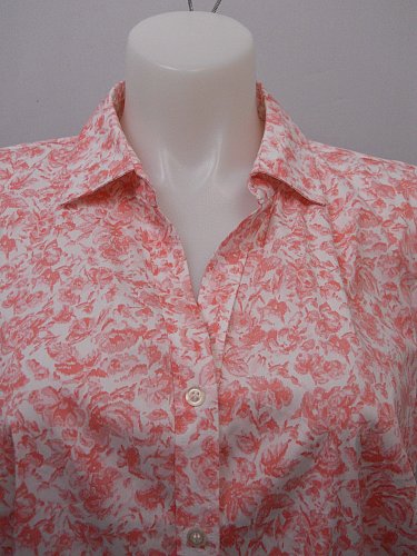 PLUS SIZE 18W Women Button Shirt CHARTER CLUB Pink Floral Collared Sleeveless