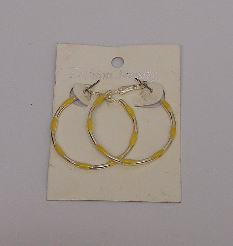 Women Hoop Earrings Fashion Yellow Silver Tones Leverbacks Fasteners FASHION