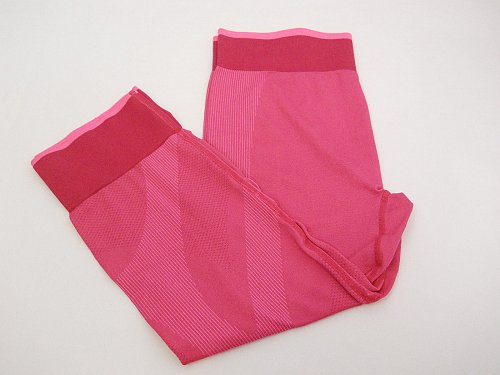 SIZE L Womens Athletic Yoga Capris AVIA Solid Pink Dark Trim Moisture Wicking