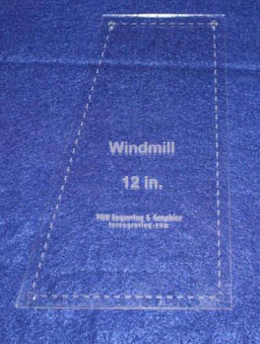 Windmill - Makes 12" Finished Square-- 1/8" Clear Acrylic - Quilting Templates-