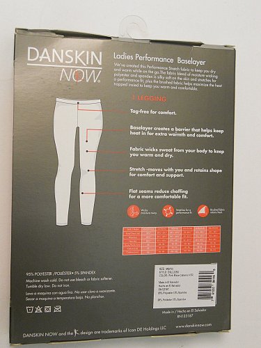 Womens Performance Baselayer Leggings Size M 8-10 Pink Danskin Now Tagless