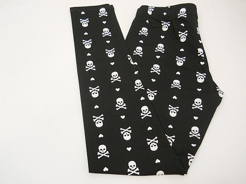 Women Skull Leggings Black Halloween Gothic SIZE XL Skinny Legs Mid Rise