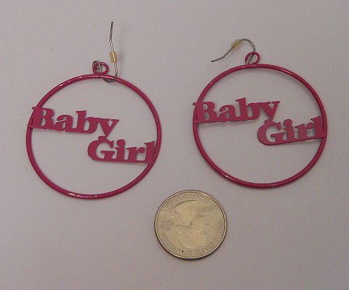 Women Fashion Drop Dangle Hoop Earrings Baby Girl Metal Pink Tones Hook Fastener