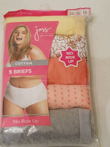SIZE 11 Panties 5-Pack JUST MY SIZE JMS 100% Cotton TAGLESS&reg; Blue Assortment
