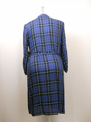 SIZE XL Womens Shirt Dress FADED GLORY Blue Plaid Collar Neck Quarter Tab Sleeve