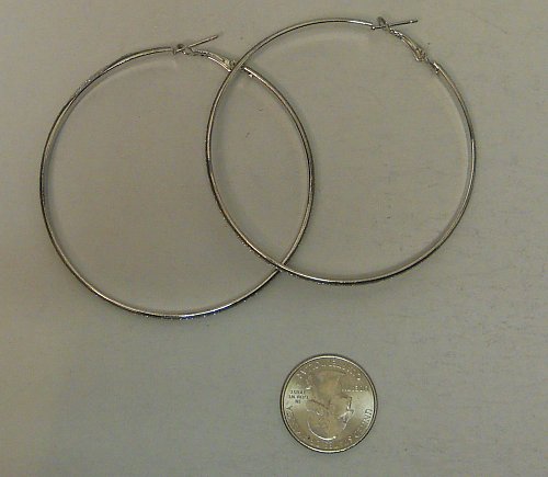 Women Hoop Earrings Fashion Silver Tones Glitter LINKAI JEWELRY Leverback Fasten