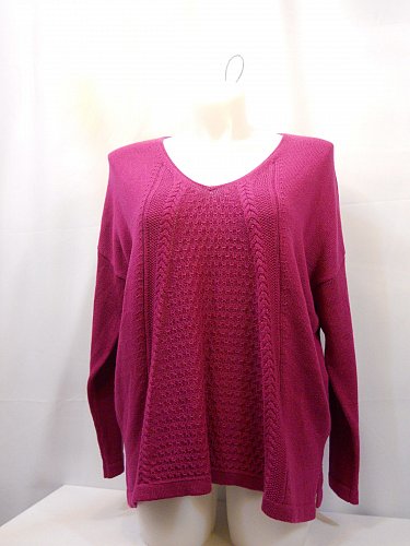 Women Sweater STYLE&CO Size XL Solid Pink V-Neck Long Sleeves Medium Knit