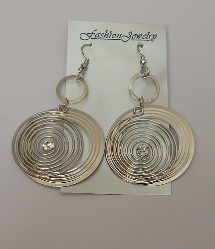 Women Earrings Multi Rings Fashion Drop Dangle Hook Fasteners Silver Tones FASHI