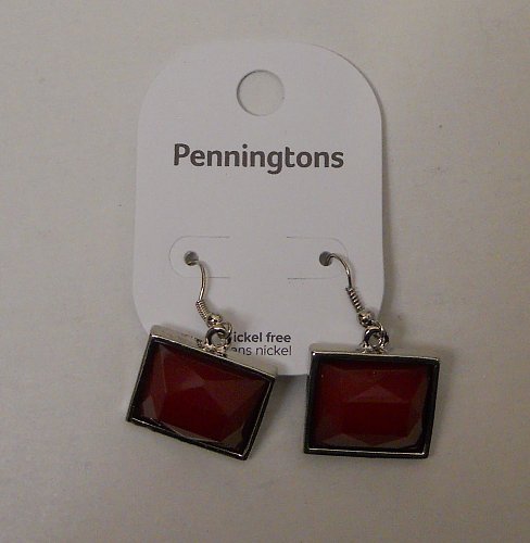 Women Fashion Drop Dangle Earrings PENNINGTON Silver Hook Burgundy Beads