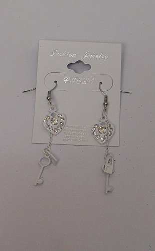 Women Earrings Fashion Drop Dangle White Hearts Rhinestones Hook Fasteners FASHI