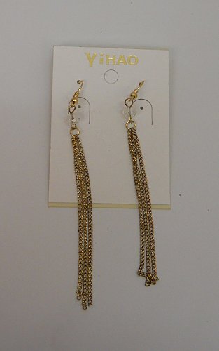 Women Earrings Gold Tones Metal Chains Hook Fasteners YIHAO Fashion Drop Dangle
