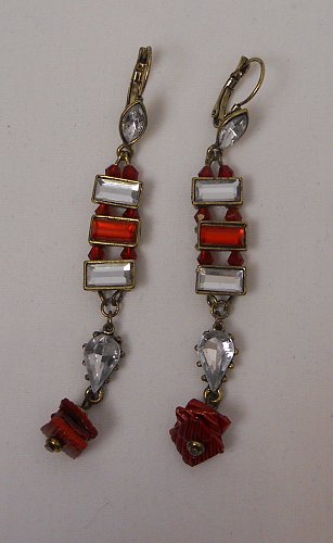 Women Fashion Drop Dangle Earrings Red Rhinestones Beads Unbranded Leverback
