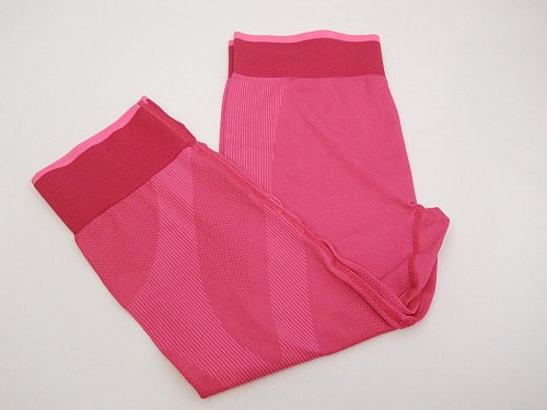 SIZE L Womens Athletic Yoga Capris AVIA Solid Pink Dark Trim Moisture Wicking