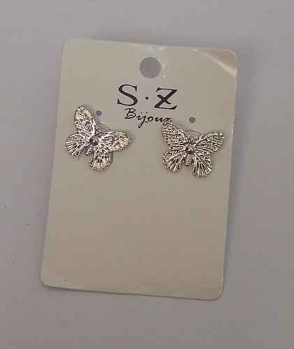 Women Earrings Fashion Stud Butterflies Silver Tones Push Backs Fasteners SZ BIJ