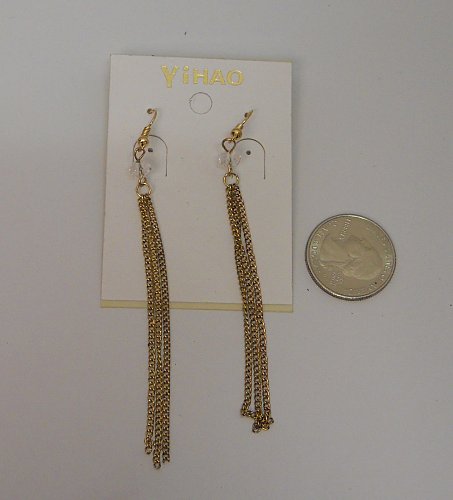 Women Earrings Gold Tones Metal Chains Hook Fasteners YIHAO Fashion Drop Dangle