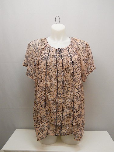 PLUS SIZE 1XL 2XL 3XL Womens Tunic Top SUPER B Sheer Pink Navy Floral Batwing Sl