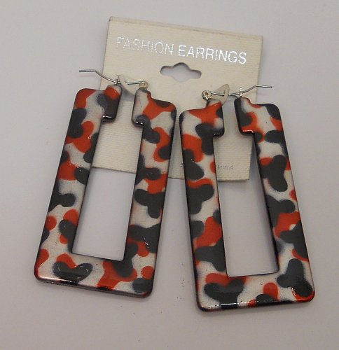 Women Square Hoop Earrings Multi Color Leverback Fasteners FASHION EARRINGS