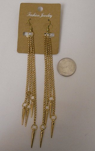 Unisex Gothic Earrings Fashion Drop Dangle Gold Chain Spear FASHION JEWELRY Hook