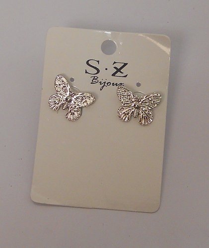 Women Earrings Fashion Stud Butterflies Silver Tones Push Backs Fasteners SZ BIJ