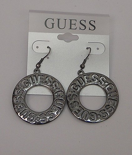 Women Earrings GUESS Fashion Drop Dangle Silver Tones Hook Fasteners