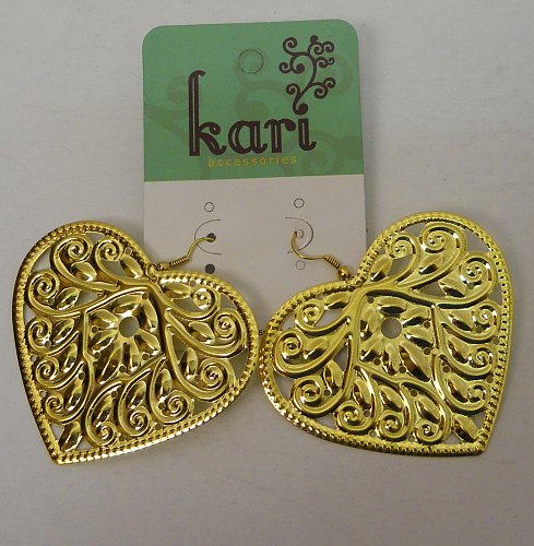 Women Earrings Drop Dangle Metal Gold Tone Hearts Fashion KARI Hook