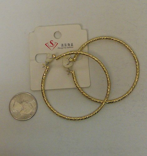 Women Fashion Hoop Earrings Gold Tones LINKAI JEWELRY Leverback Fastener