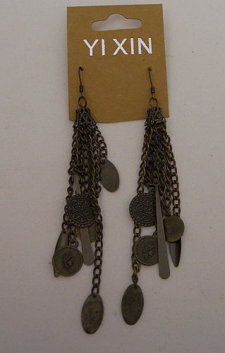 Womens Fashion Earrings Chandeliers Copper Tones YIXIN Chains Hooks