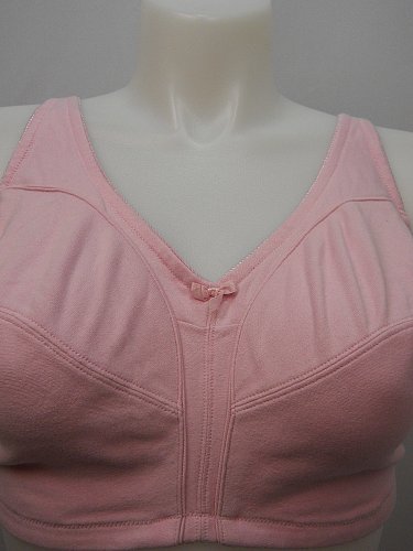 Women BRA 44DD Full Coverage Solid Pink Wire Free Back Closure Adjustable straps