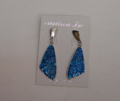 Womens Drop Dangle Fashion Earrings Silver Tone Teal MELISSA LU Push Backs