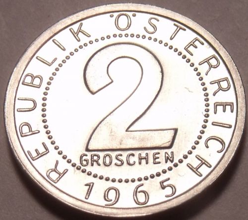 Austria 1965 2 Groschen Proof~Imperial Eagle~Free Shipping