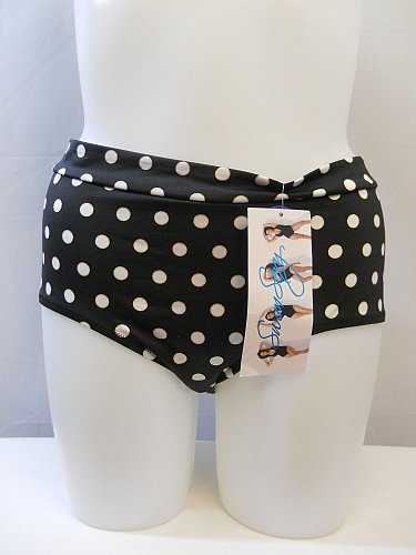 SIZE 18 Women Low Rise Bikini Bottom SHORE CLUB Black Polka Dot Fully Lined