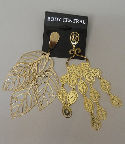 Unisex Fashion Earrings BODY CENTRAL Gold Drop Dangle Stud Back Mixed Metal
