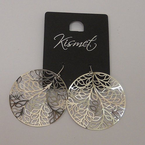 Women Fashion Drop Dangle Leaf Earrings Metal Silver Tones Hook Fasteners KISMET