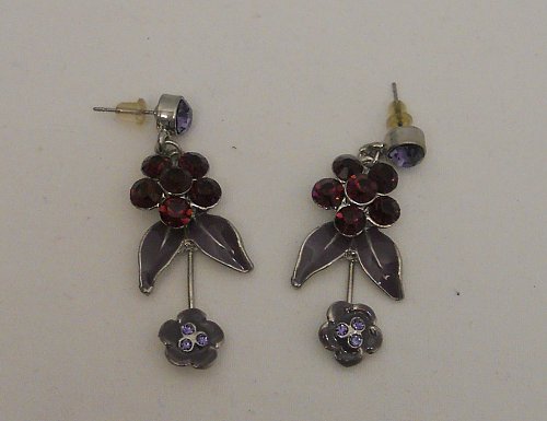 Womens Fashion Earrings Floral Rhinestones PRINCESS Drop Dangle Push Backs