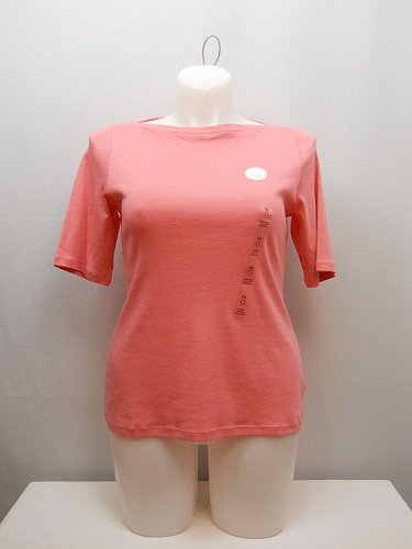 PLUS SIZE 0X Womens Knit Top CHARTER CLUB Solid Pink Short Sleeve Boat Neck