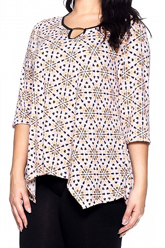 PLUS SIZE 1XL 2XL 3XL 4XL Womens Tunic Top HOT GINGER Floral ¾ Sleeves Keyhole