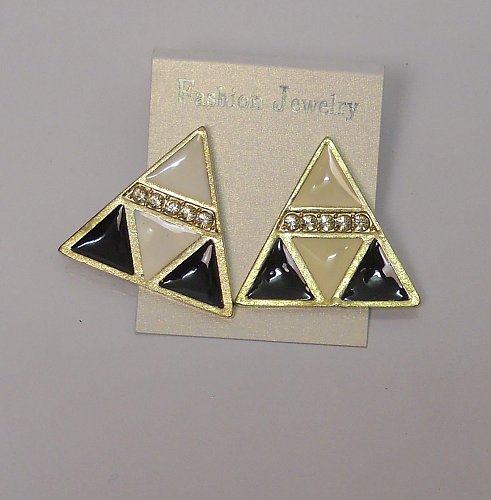 Women Earrings Fashion Stud Triangles Rhinestones Multi Color Push Back Fastener