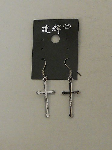 Women Earrings Christian Cross Fashion Drop Dangle Silver Tones Hook Unbranded